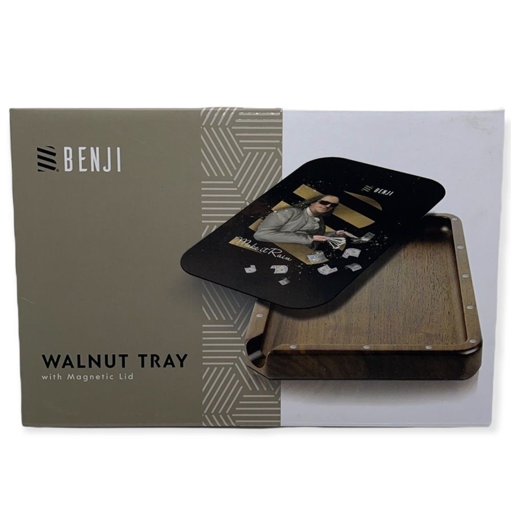 NIB BENJI PAPERS Walnut Tray w/ Magnetic Lid & FREE GIFTS INSIDE